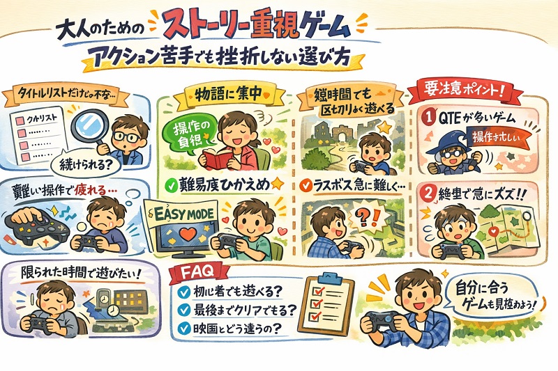 アクション苦手でも挫折しない大人のためのストーリー重視ゲーム選び方