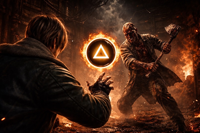 シネマティック演出中のQTE画面の例